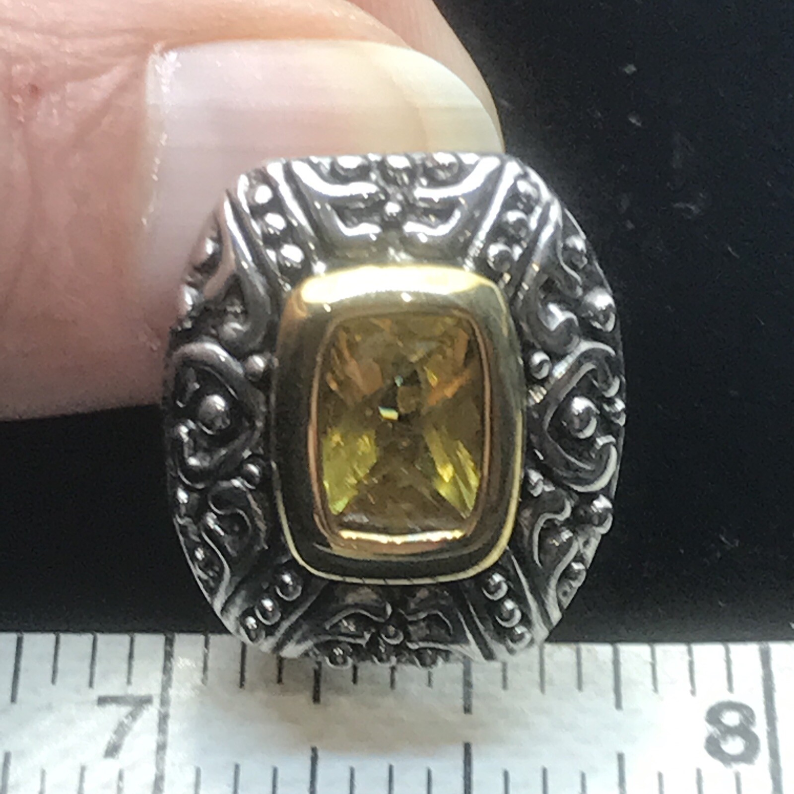 Vintage 2- tone Renaissance Revival Citrine Cubic Zirconia Clip-on Earrings