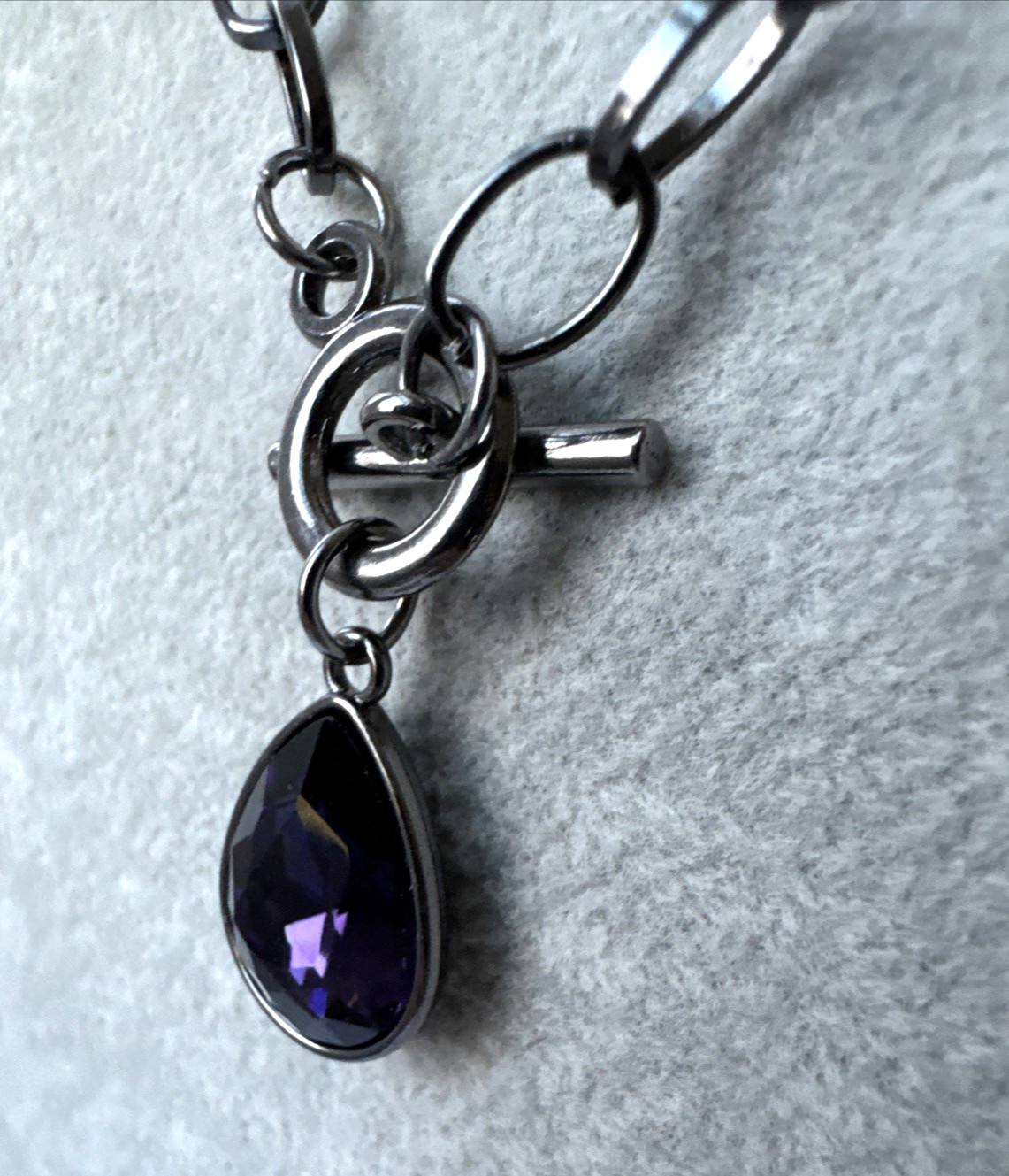 y2k Purple Gunmetal Modernist Necklace Jewelry VTG Goth Silver boho career witch