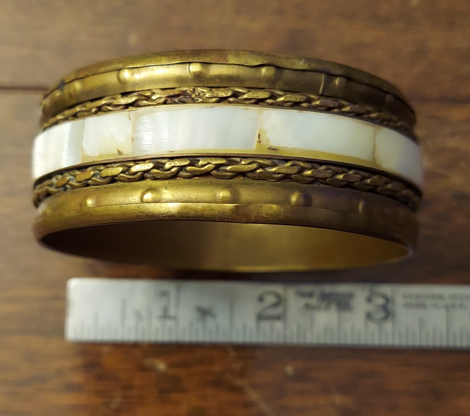 Brass and Shell Bangle Bracelet Jewelry