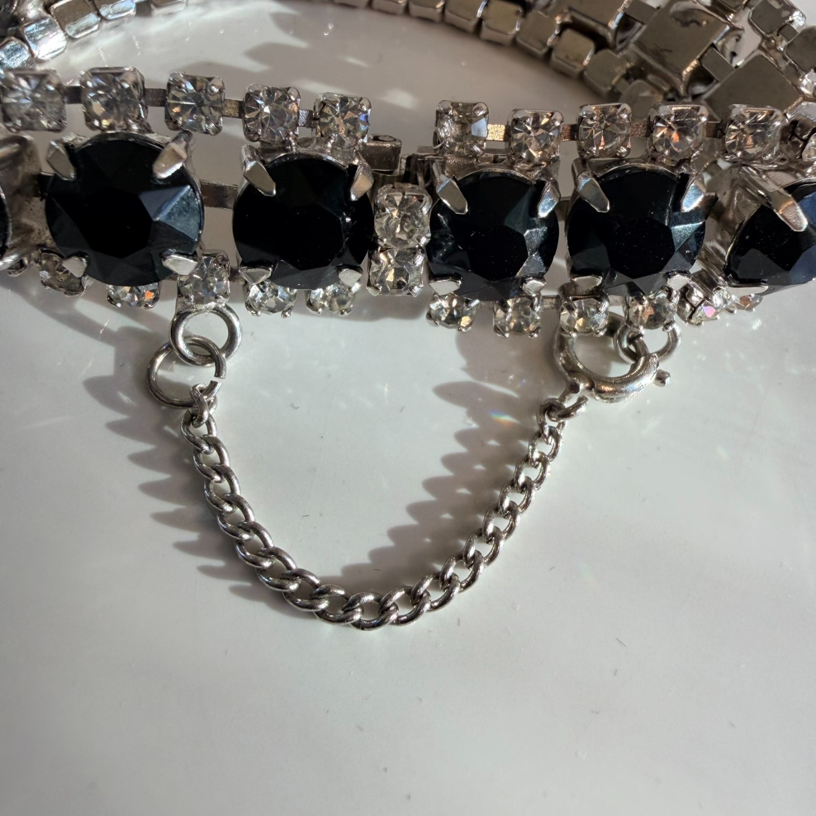 Vintage Kramer Of New York Bracelet Earrings Set Demi Parure Signed Black Clear