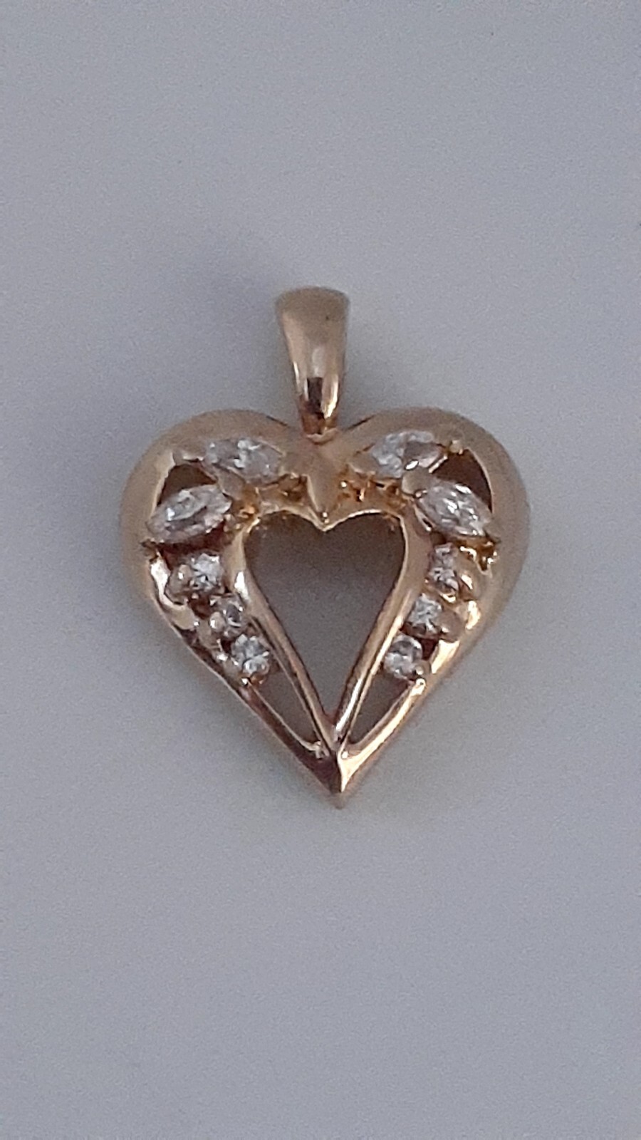 Round & Marquise cut Clear Stone gold Tone Heart pendant