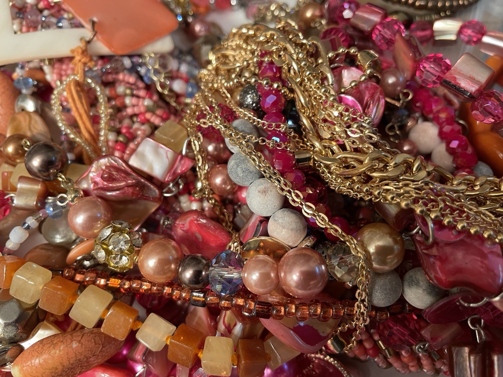 4Lb Mixed Mystery Jewelry Lot Vintage Mod Boho Beaded Necklaces Bracelets