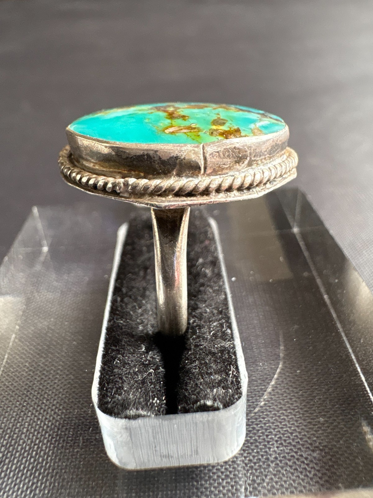 Vintage Silver Southwestern Turquoise Ring Handmade Size 7.25 US