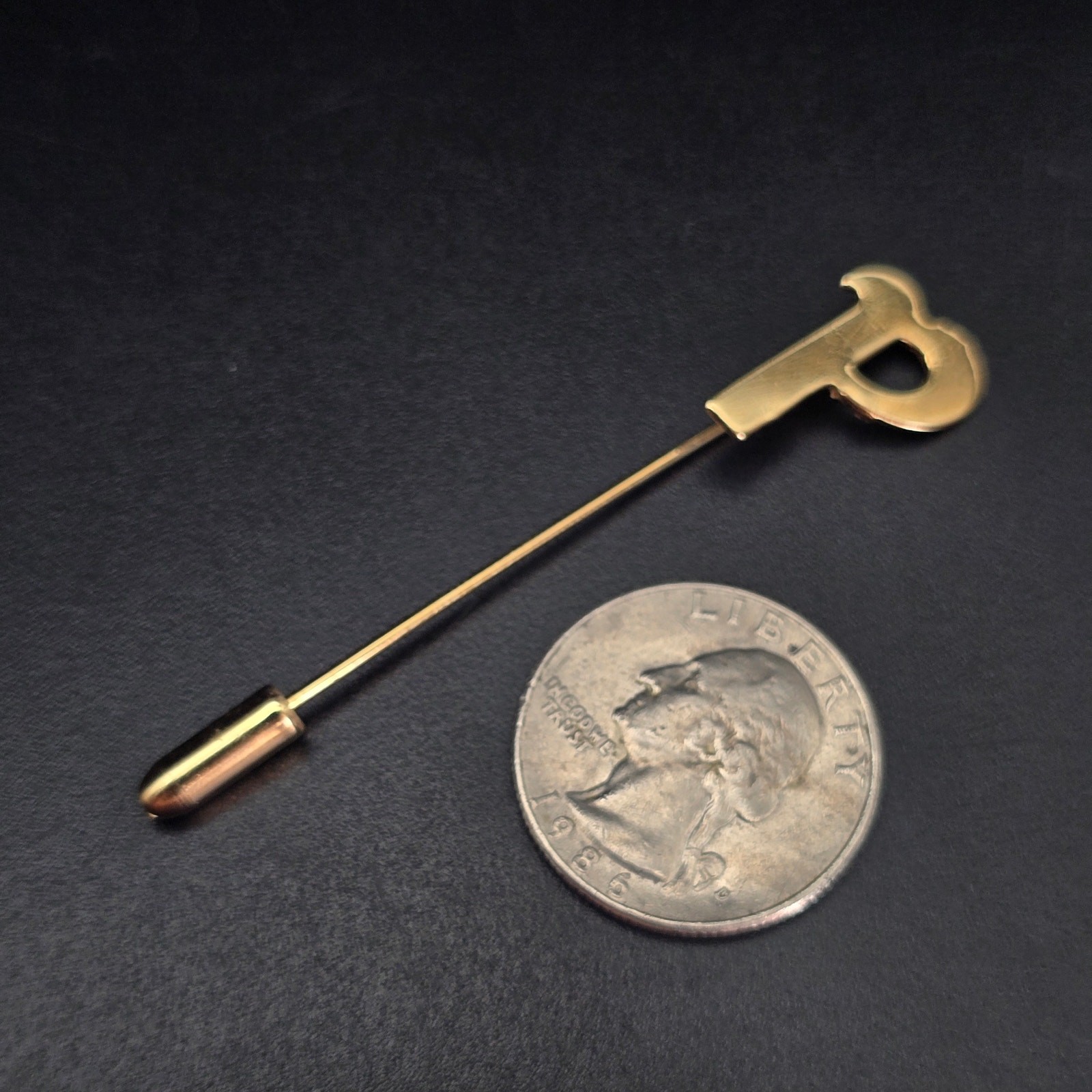 Vintage Gold Tone Letter P Initial Stick Pin Timeless Classic New Old Stock