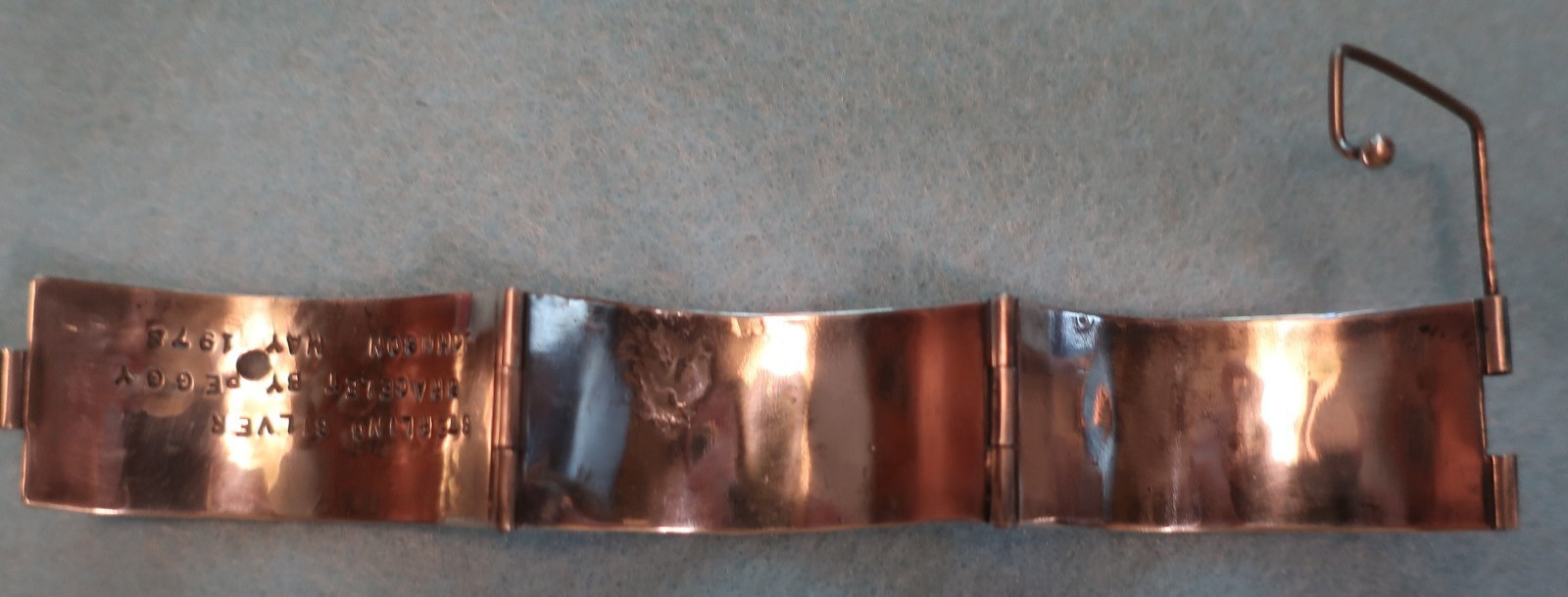 Vintage Segmented Sterling Cuff Bracelet; Made in USA by Peggy Johnson, May 1978