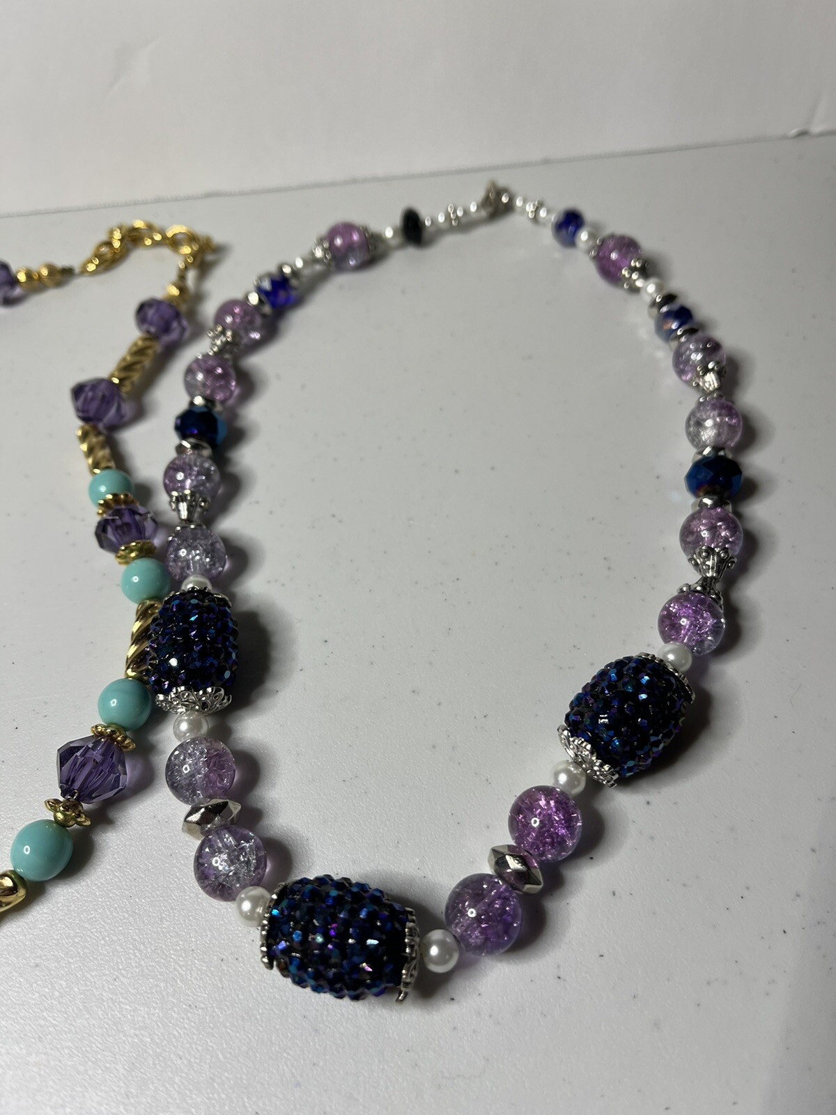 Lavender and Purple Costume Jewelry Necklaces with Lobster Claw Clasps Lot of 3