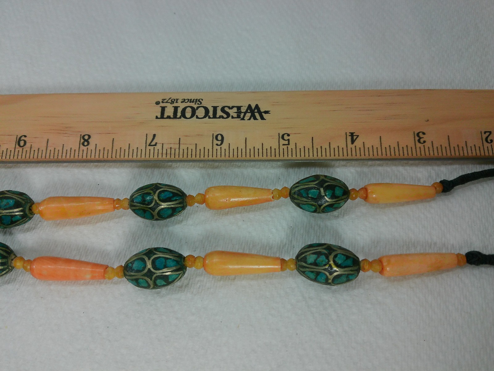 Vtg Turqoise Chip Inlay Silver Cow Bone Beaded Tribal Flower Pendant Necklace