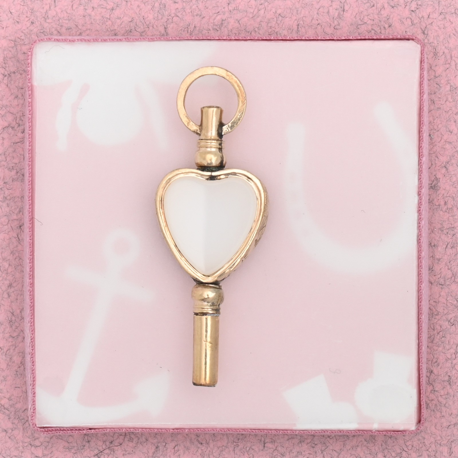 Antique Victorian Bloodstone Chalcedony HEART Key Fob Gold Filled Charm Pendant