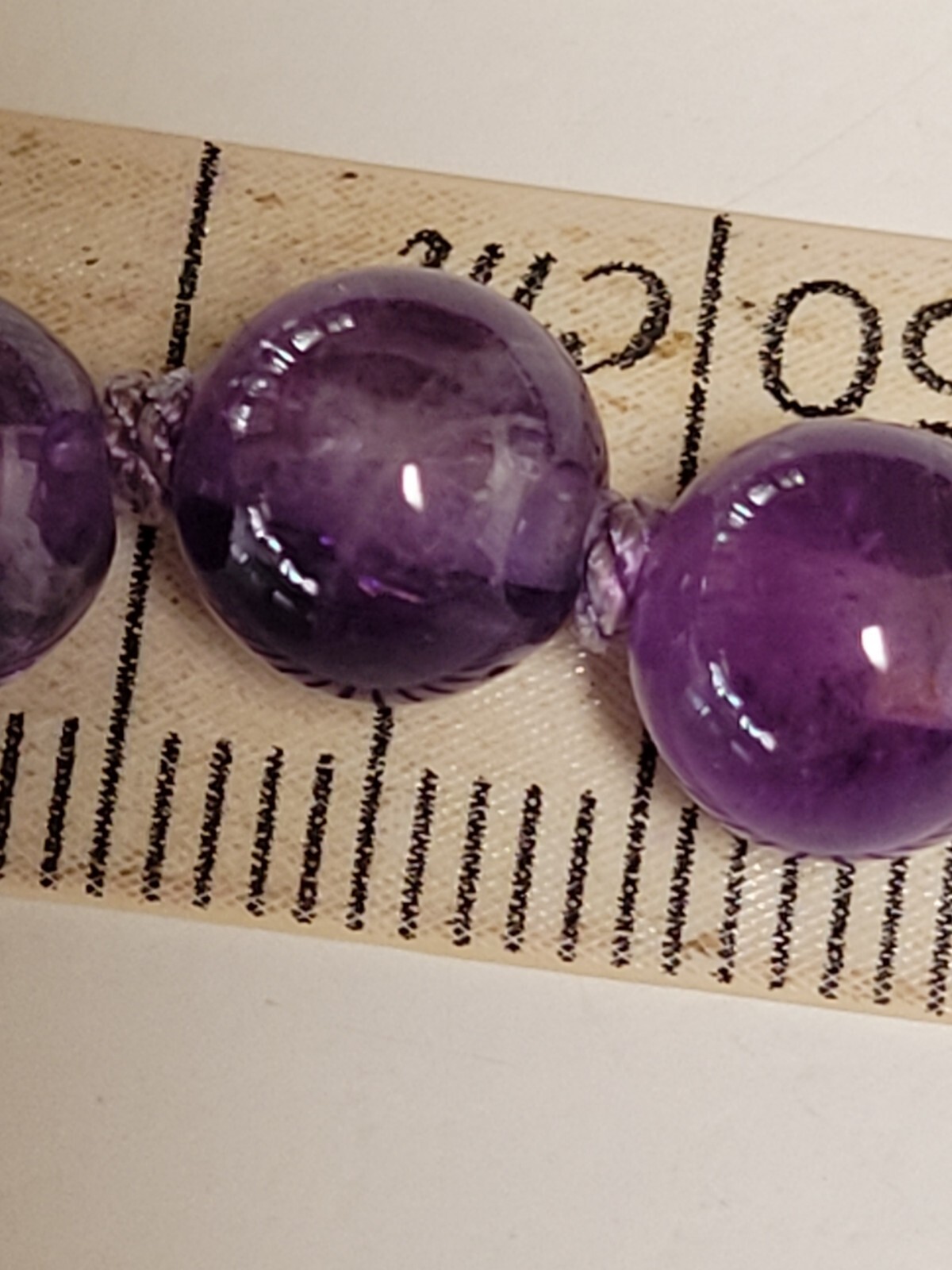 220ct 1940’s Chinese Export 64cm Genuine Amethyst 7-8mm Bead Necklace 49 Grams