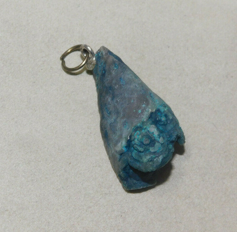 Blue Banded Agate Geode Druzy Quartz stone Pendant 2h 75