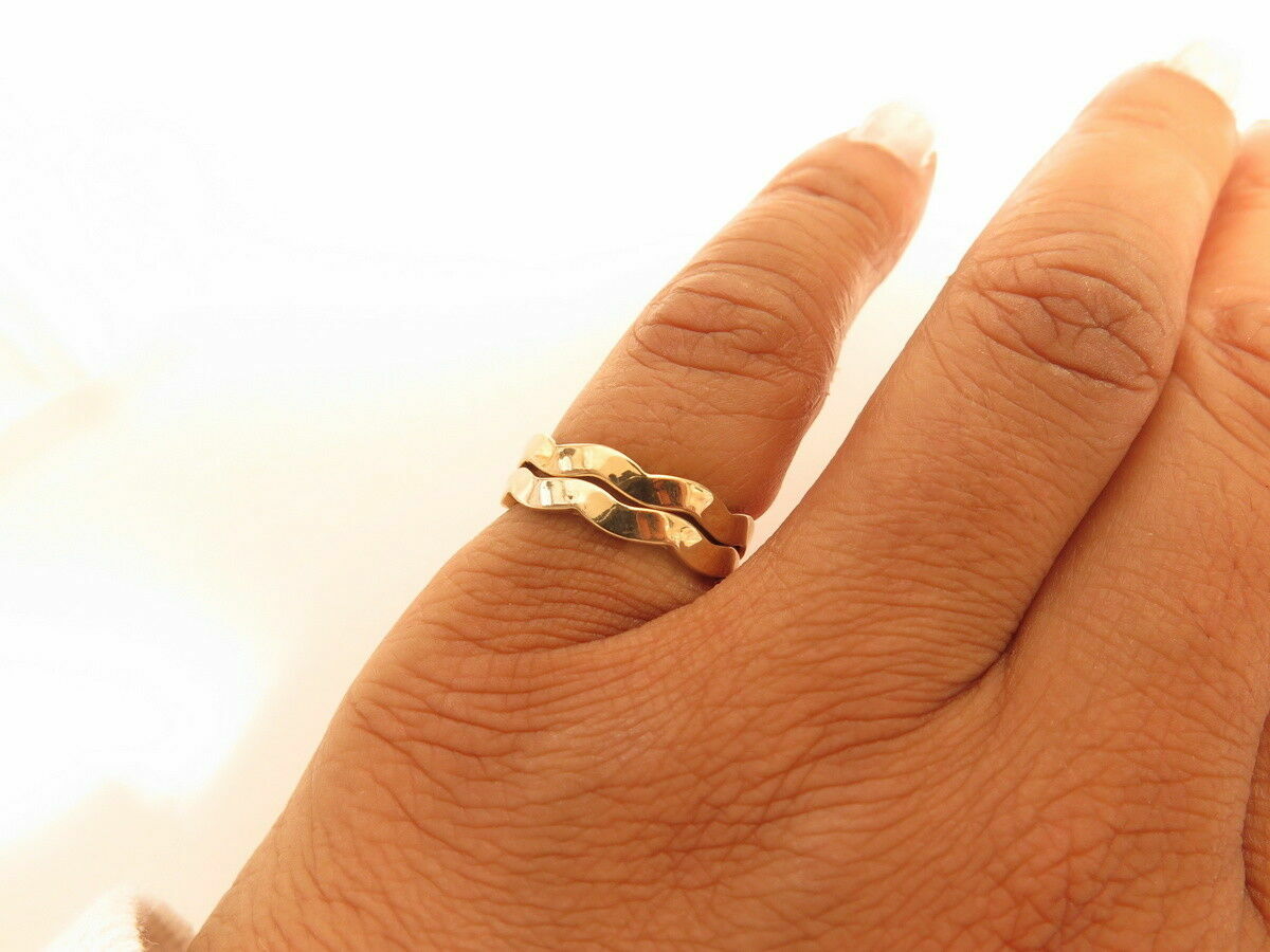 Vintage 2.5mm Wave Band Yellow Gold Plated Signed 14K GE ESPO Esposito Ring