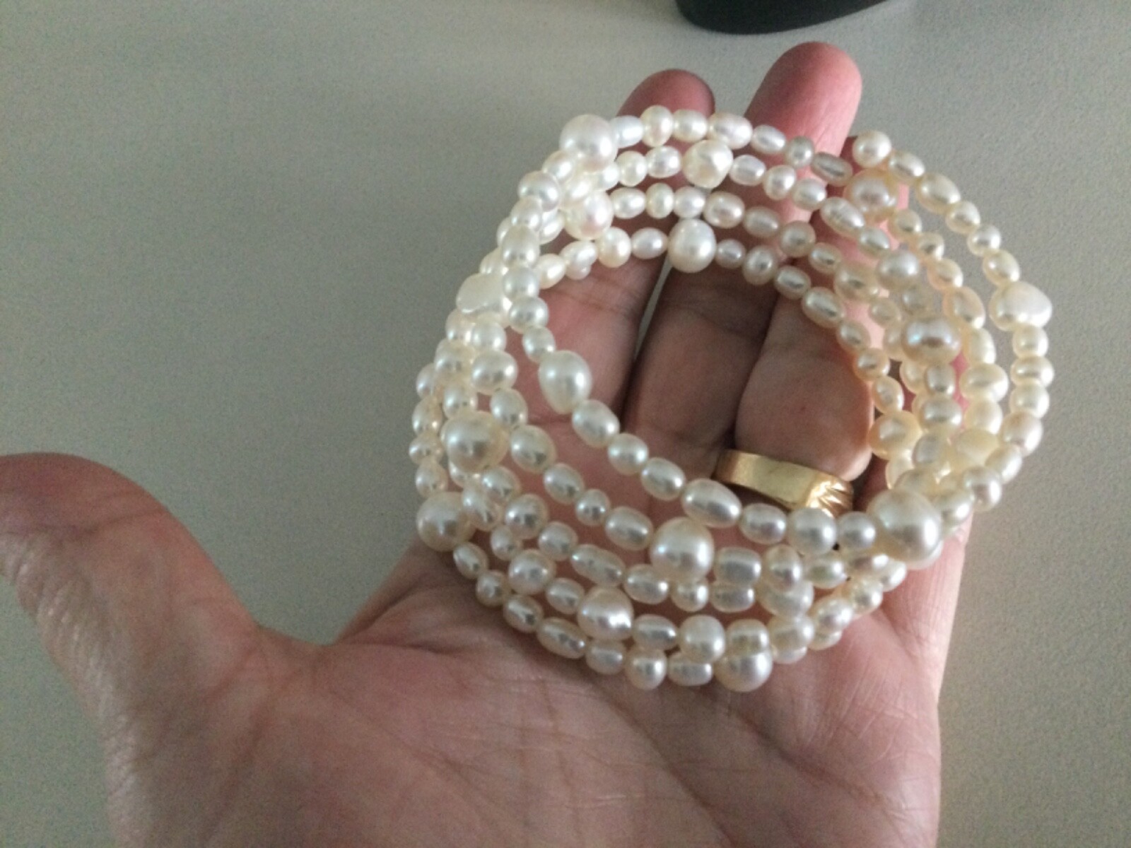 Vintage Real Baroque/ Fresh/ Cultured Pearl Stack Multi-Coil Wrap Bracelet