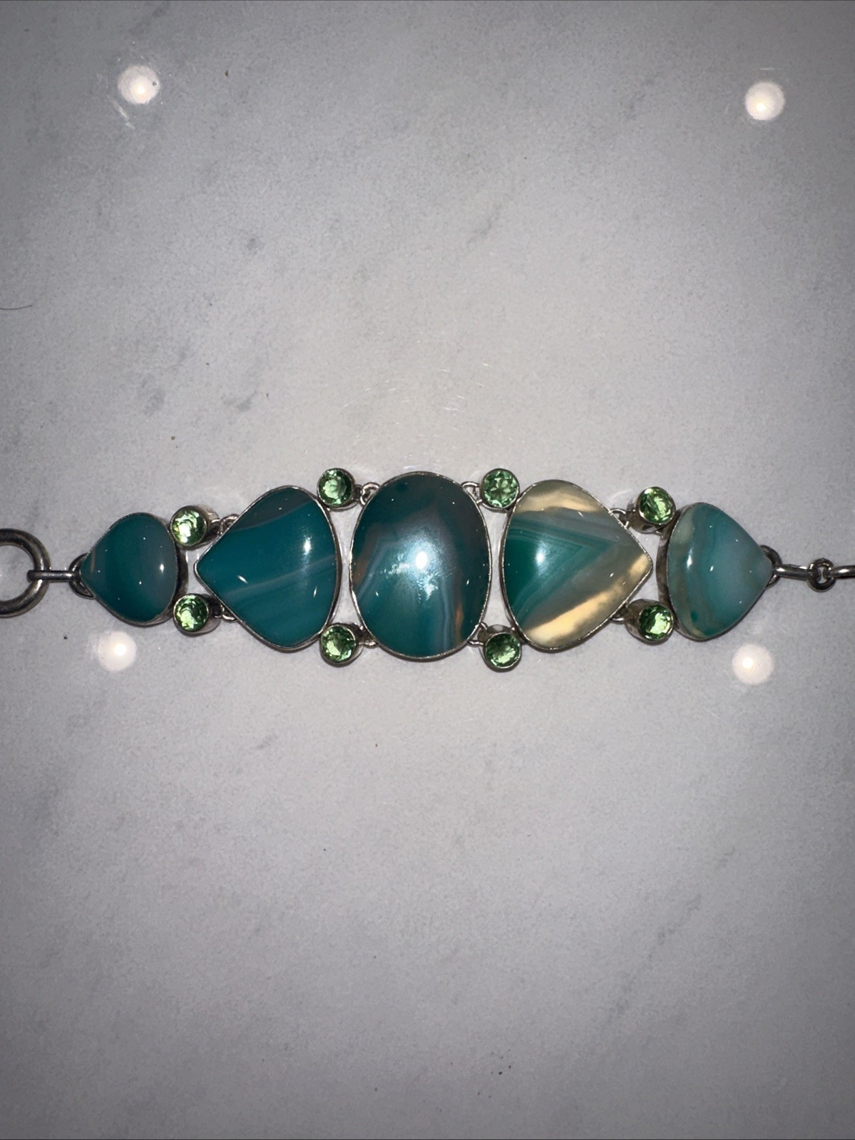 Vintage Sterling Silver Bracelet With blue agate Genstones