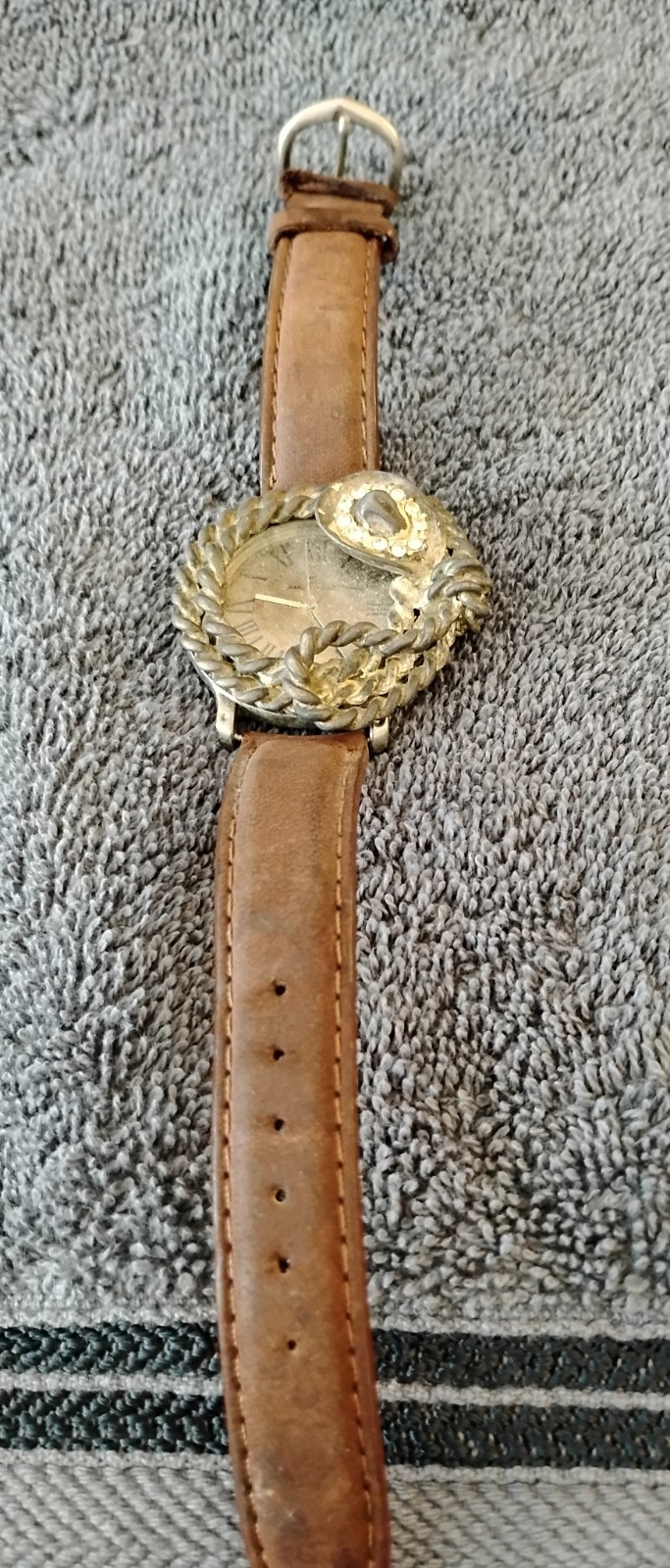 Western Rodeo Vintage Ladies Watch Lasso With Cowboy Hat Rhinestone Leather…