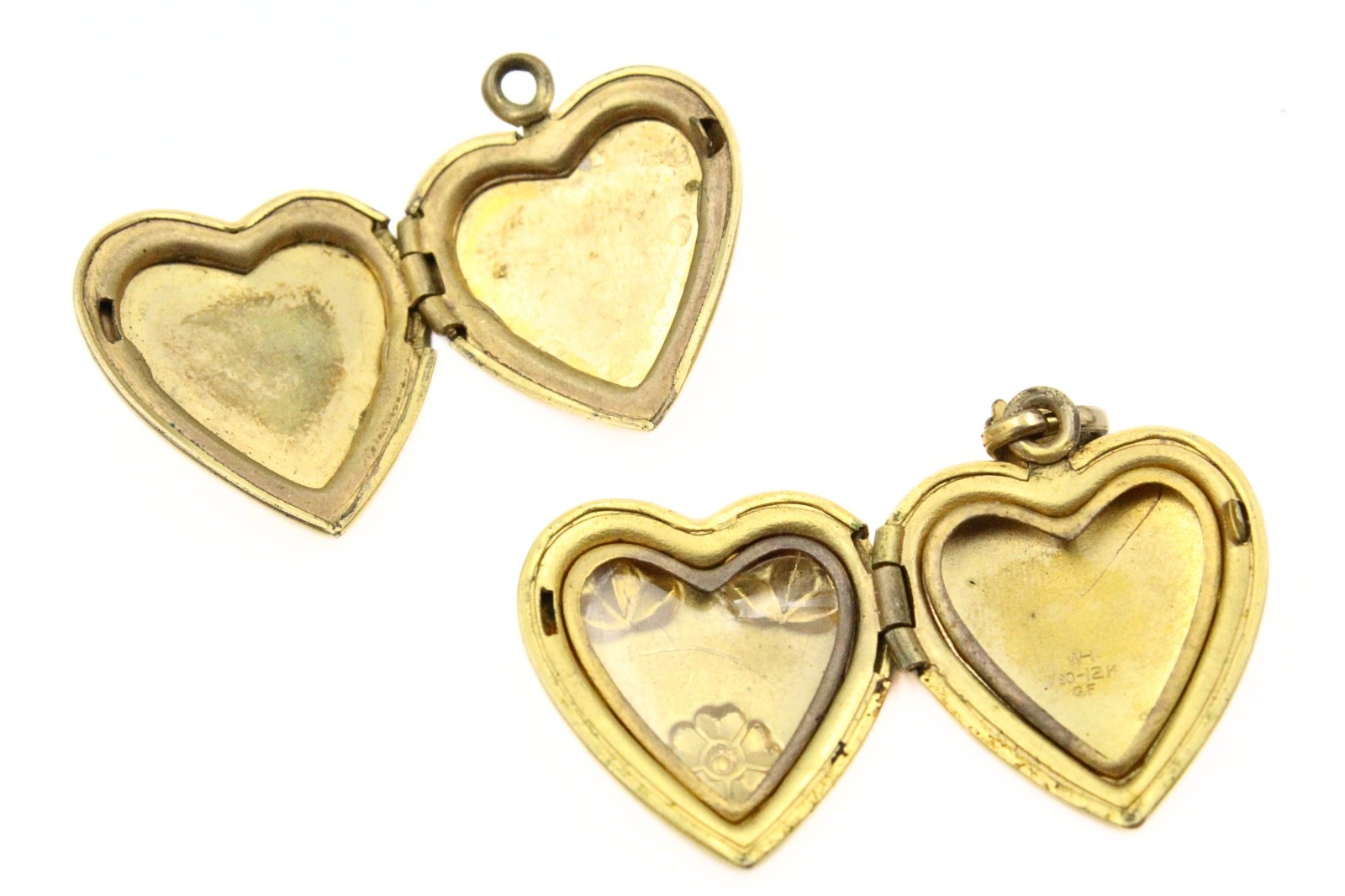 Antique Victorian Gold Filled Etched Carved Heart Locket Pendant Lot