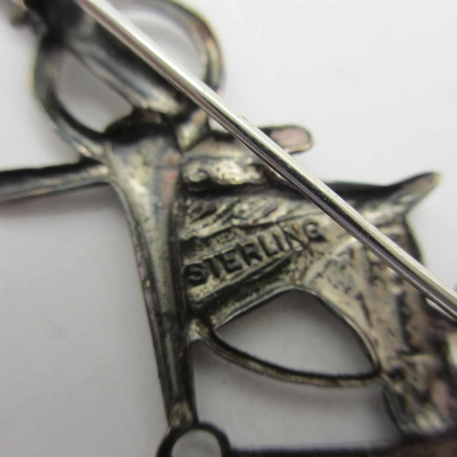 Vintage Horse Head Brooch Sterling Silver Equestrian Riding Crop Stirrup