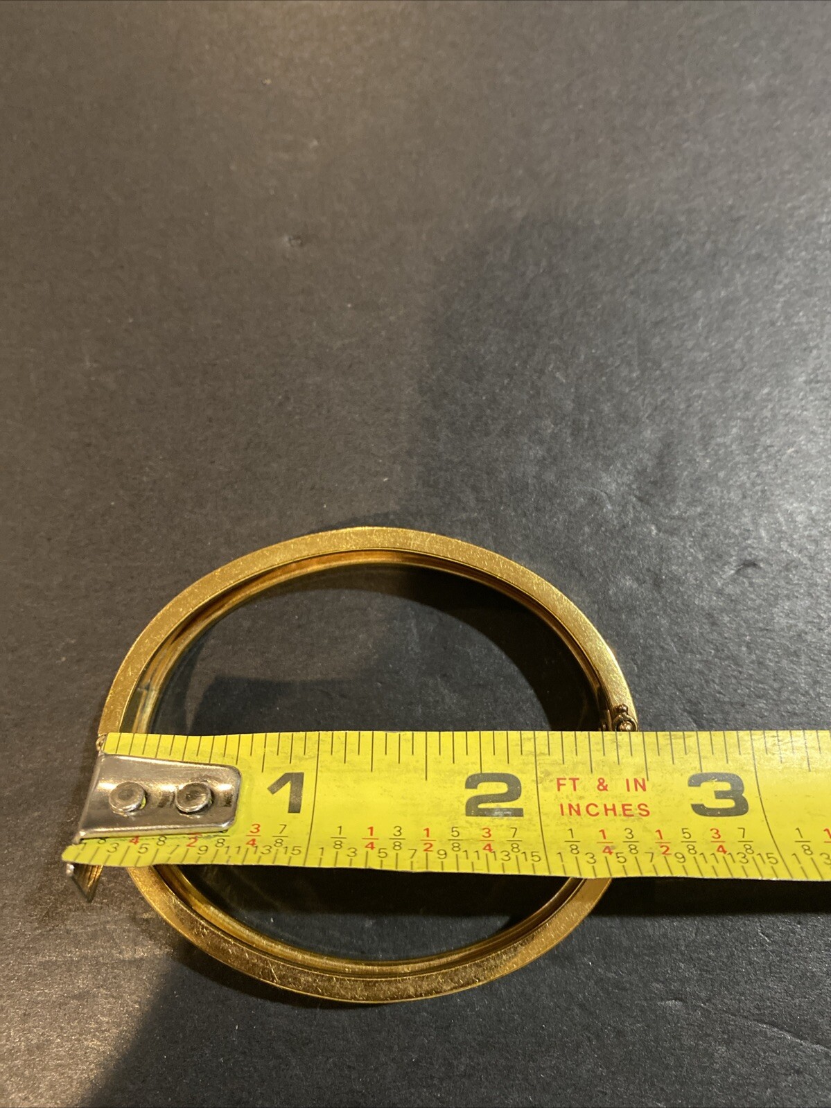Vintage Signed RINE Yellow Gold Filled Etched Bangle Bracelet