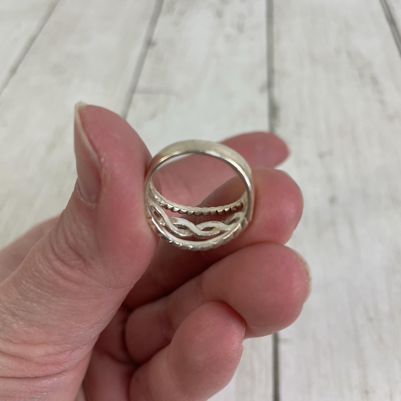 Vintage 925 Sterling Silver Open Infinity Twist Band Ring Sz 6.5