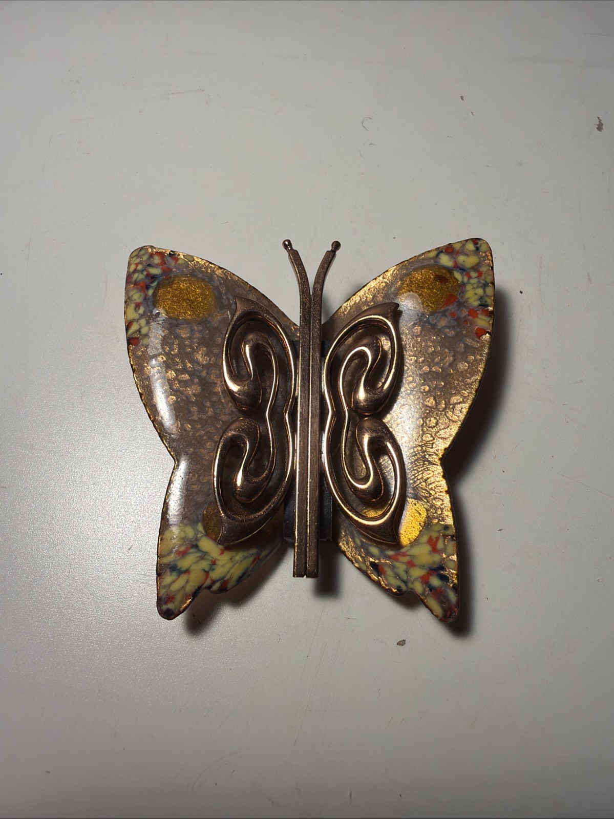 Vintage RARE Collectors 1950s-60s MATISSE Copper with Enamel Butterfly Brooch