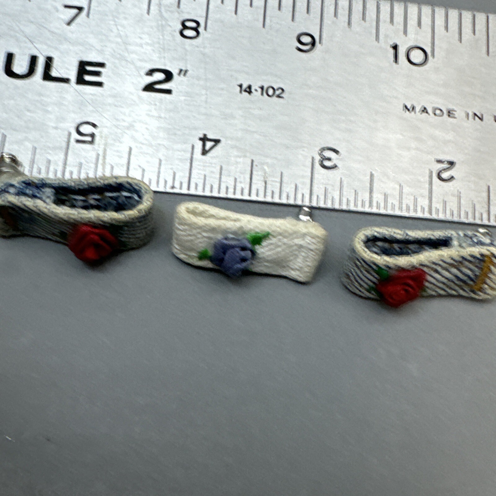 VTG Western Handmade Denim Beltloop Earrings Roses Unique Gift 2 Pair Pierced