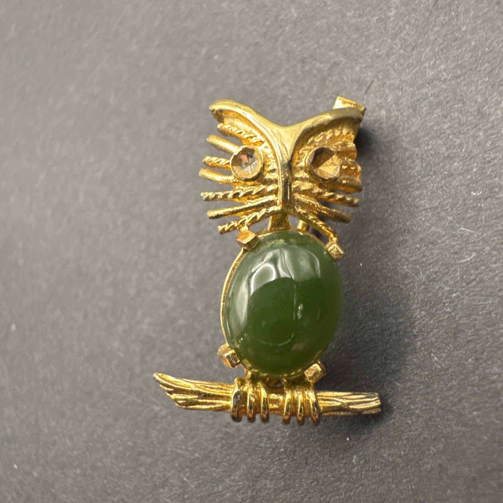 Vintage AC Jelly Belly .75” Sterling Silver Owl Pin Brooch Gold Plate