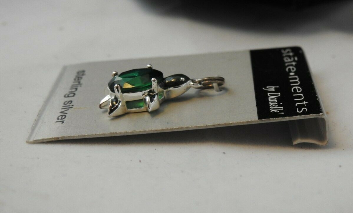 Vintage Statements by Danielle Sterling Silver w Green Stone Turtle charm