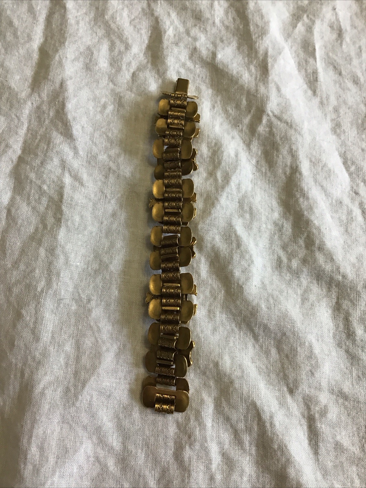 Amazing Vintage Gold Tone Station Layered Charm Bracelet Harp Style