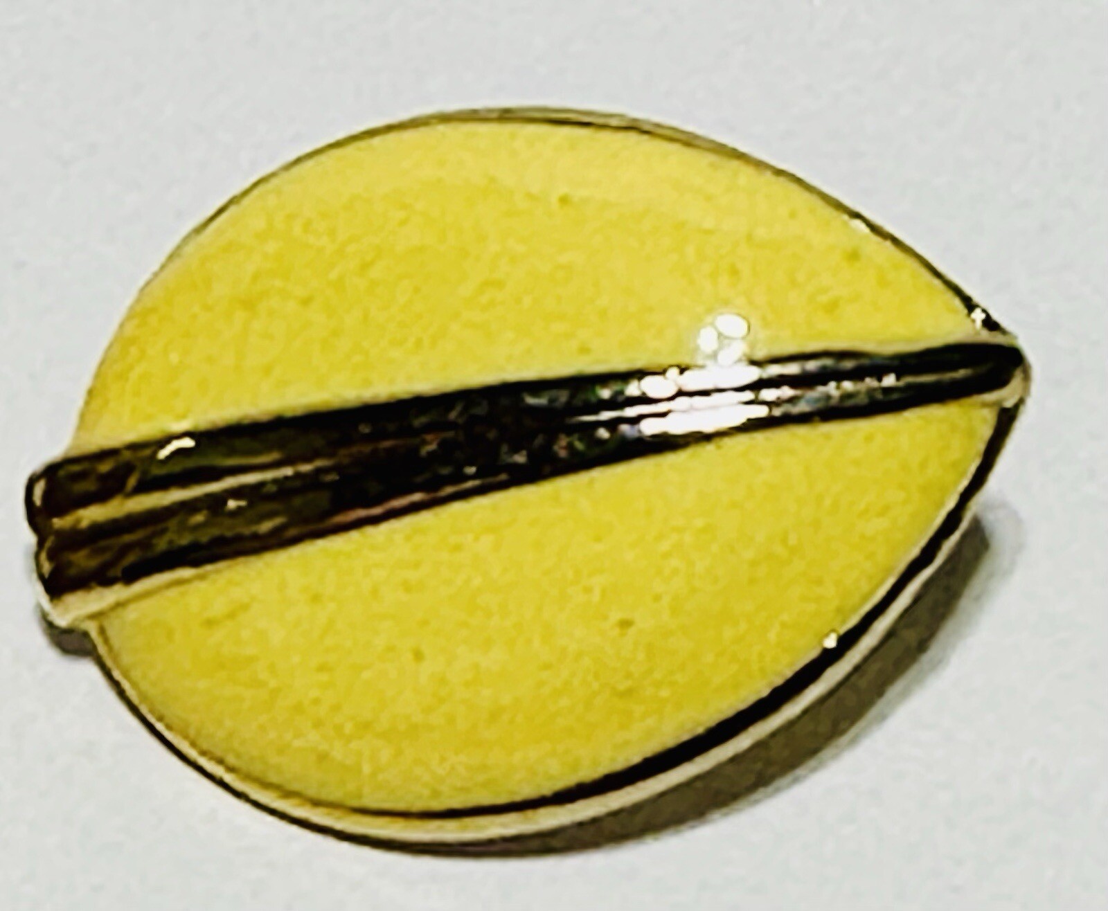 Gold Tone And Yellow Enamel Oval Earrings 1inch.