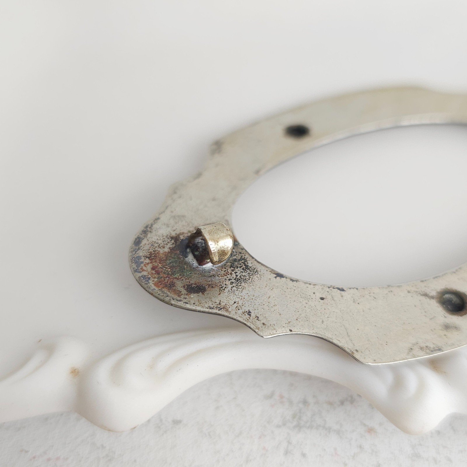 Vintage Antique Victorian Sterling Silver Top 925 Belt Buckle Brooch Pin C Clasp