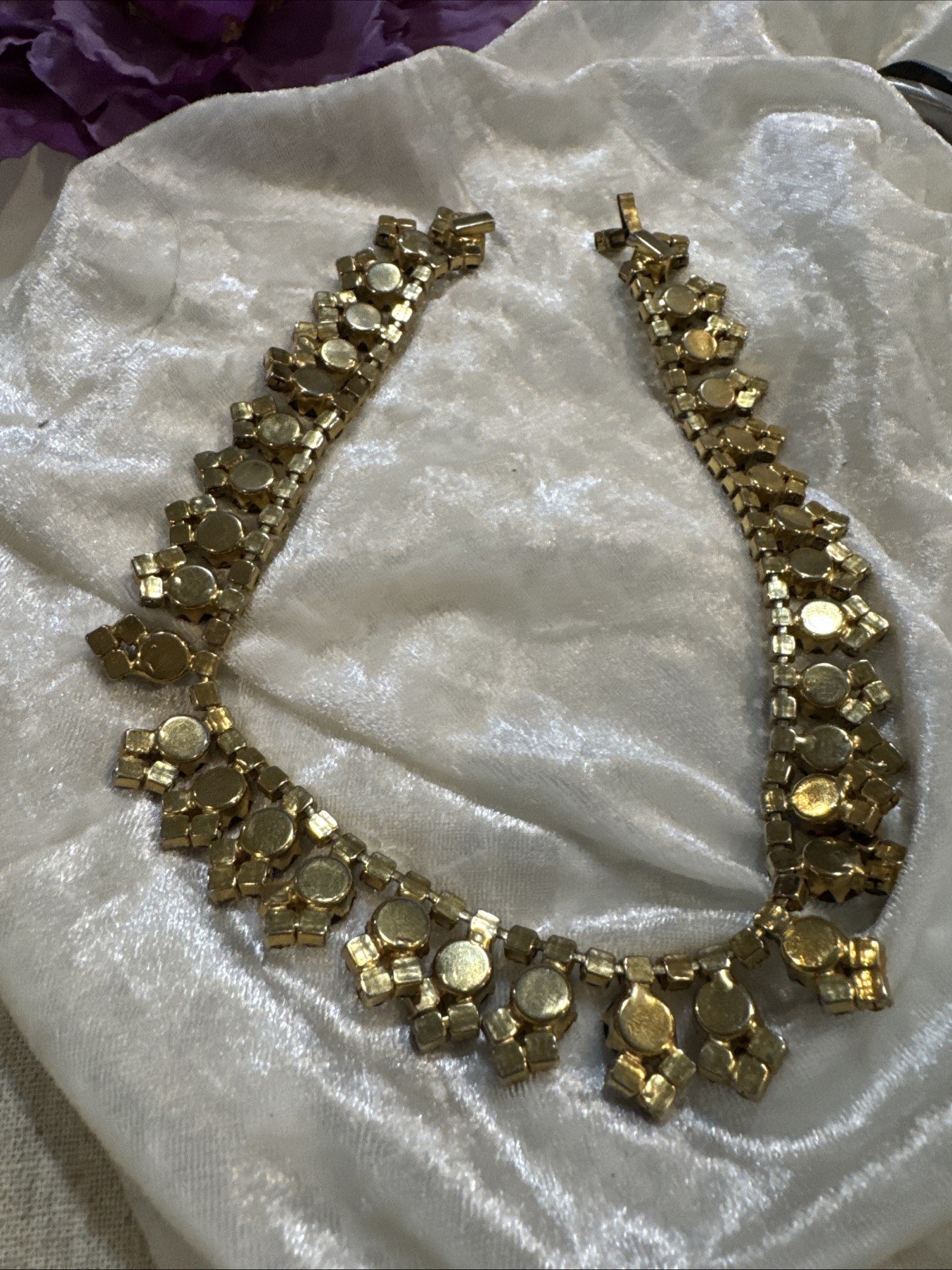 vintage gilt metal garnet necklace