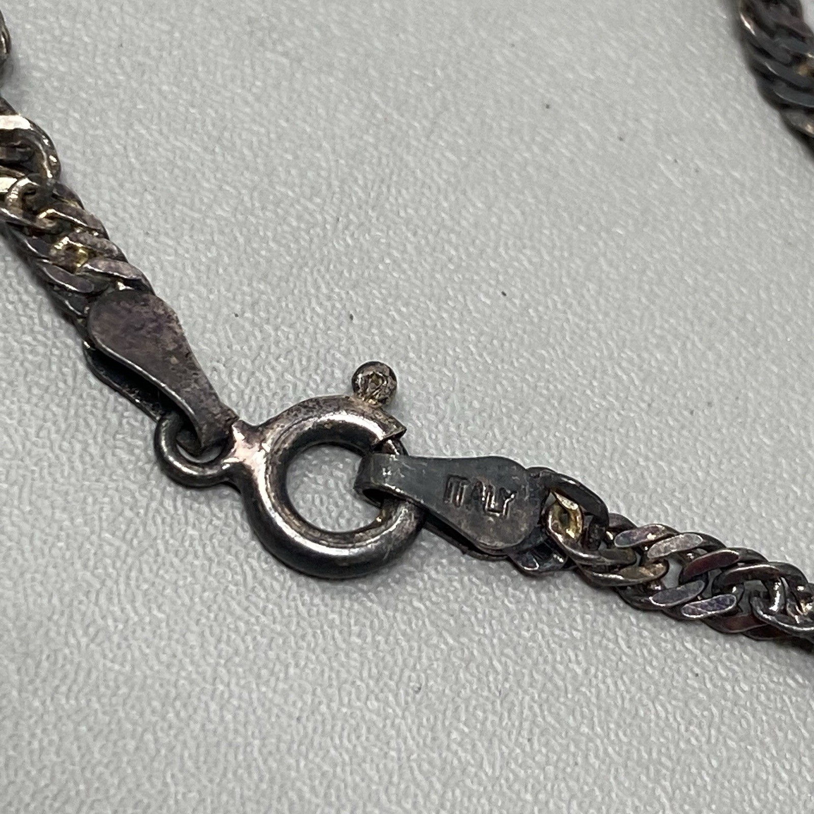 VTG Sterling Silver Twist Chain Bracelet Patina 925 Italy PT Quality 6.75″