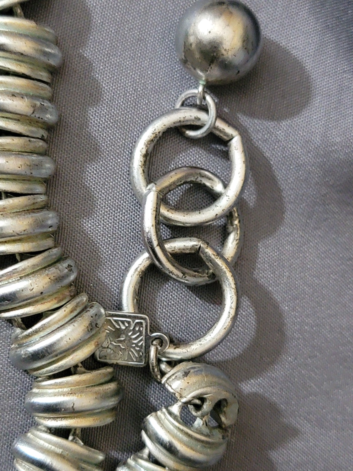 Vintage Anne Klein Silver Tone Statement Toggle Closure 18