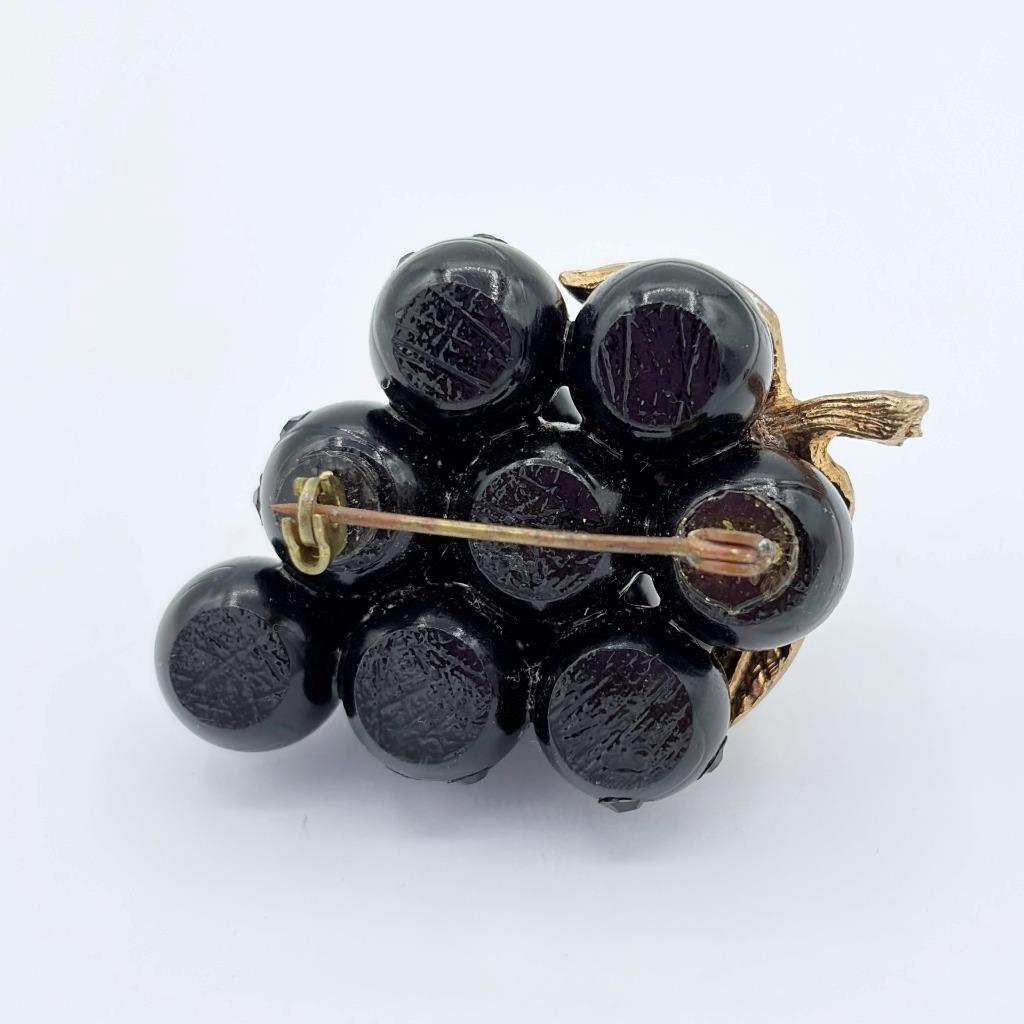 Vintage Austrian Austria 1940’s Forbidden Fruit Large Bunch of Black Grapes Pin