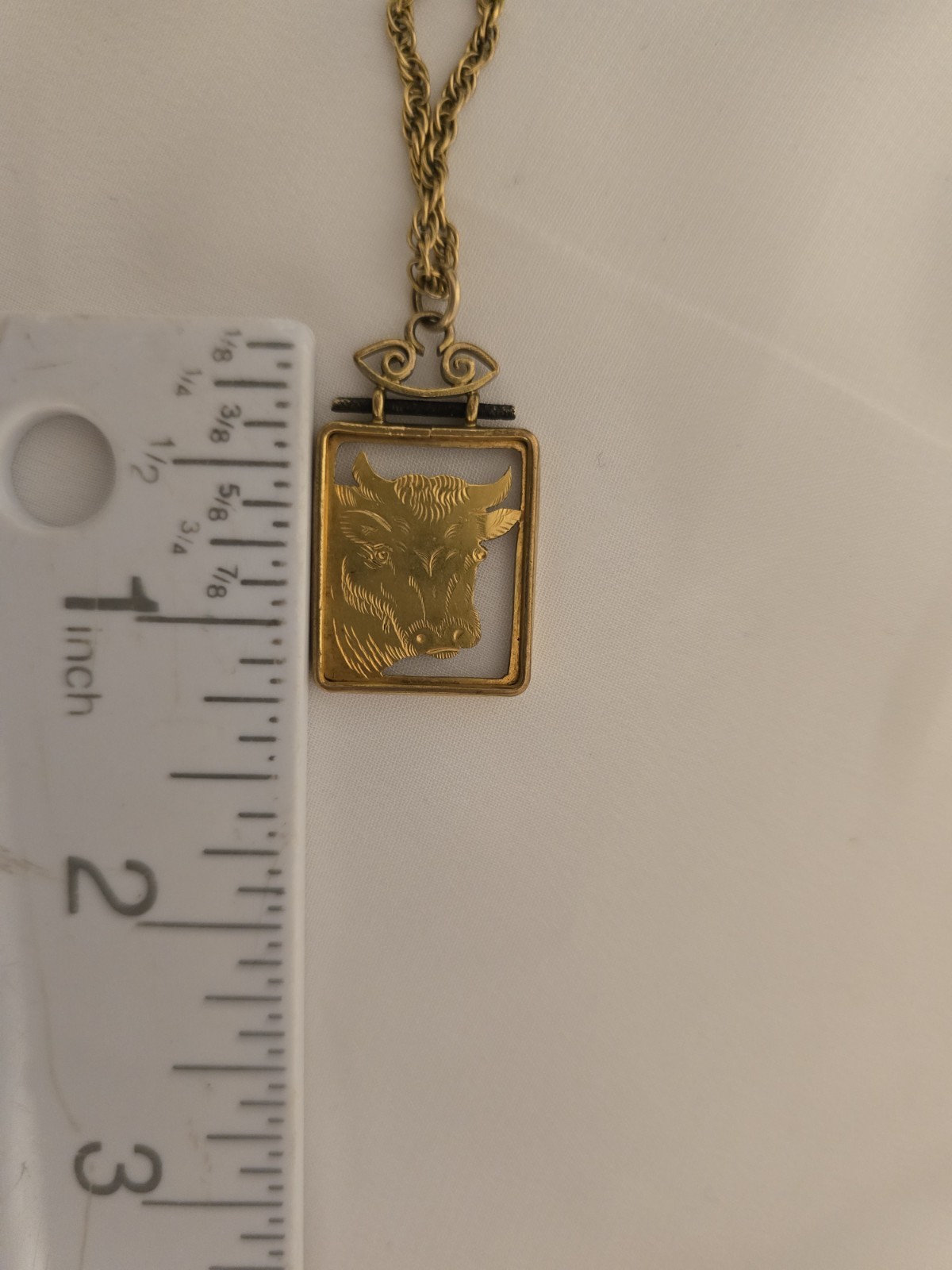 Victorian Binder Bros Chain Frame Bull Cow Pendant 1/20 12k Gold Filled 22″