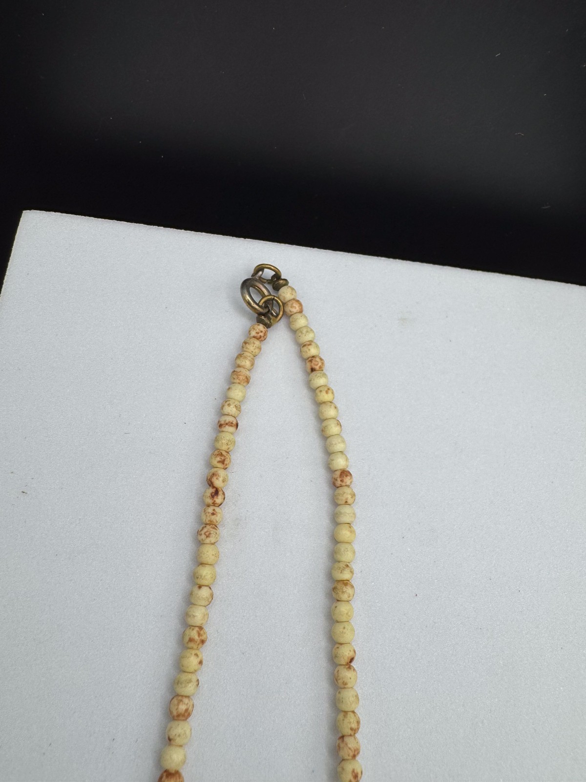 Vintage Boho Carved Clay Terracotta Bead Necklace Tribal Ethnic Earthy Statement