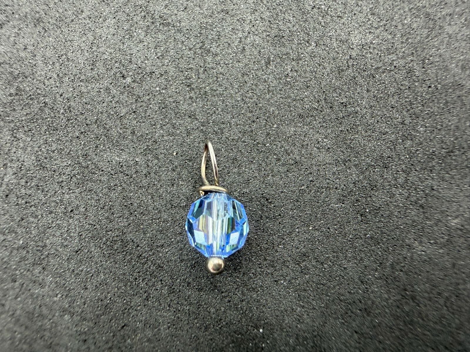 0.35g Vintage Sterling Silver 925 Pendant Faceted Blue Bead Charm M