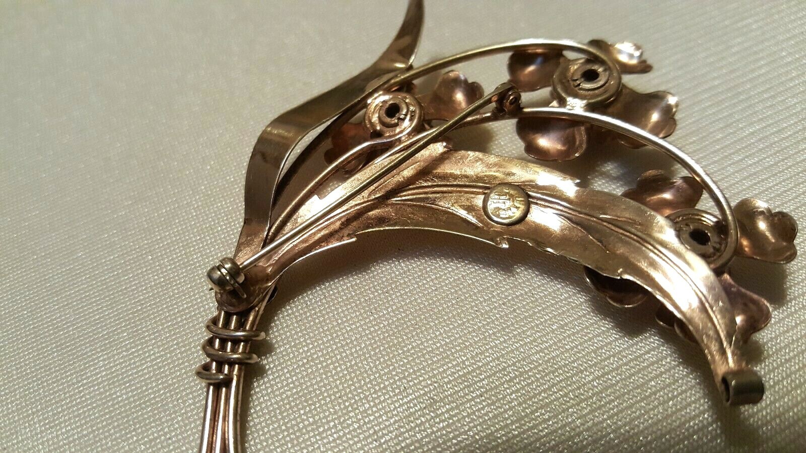 Antique 1930’s-1950’s Harry Iskin Sterling Gold Washed Flower Brooch Pin