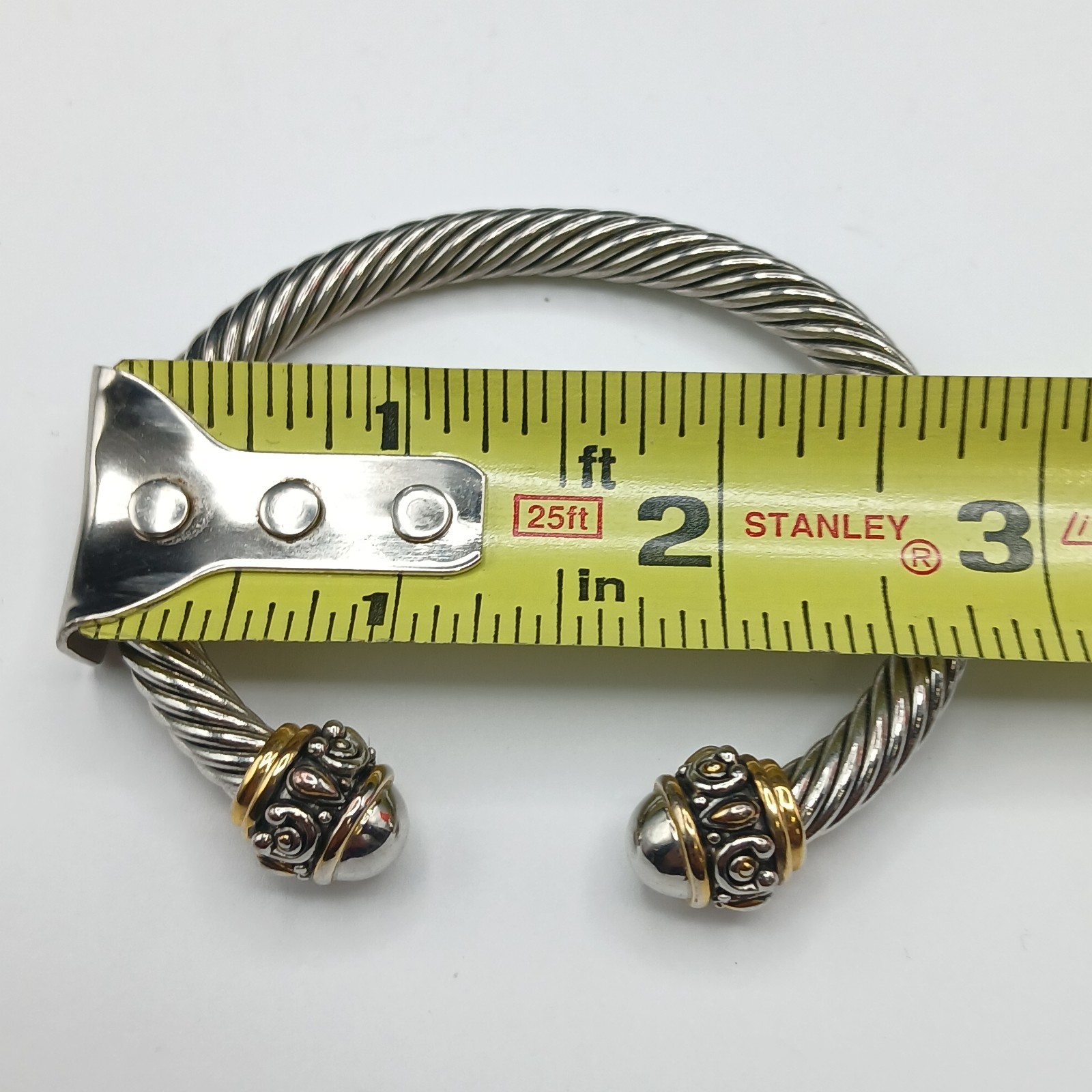 Vintage Gold & Silver Tone Twist Rope Cable Bangle Bracelet