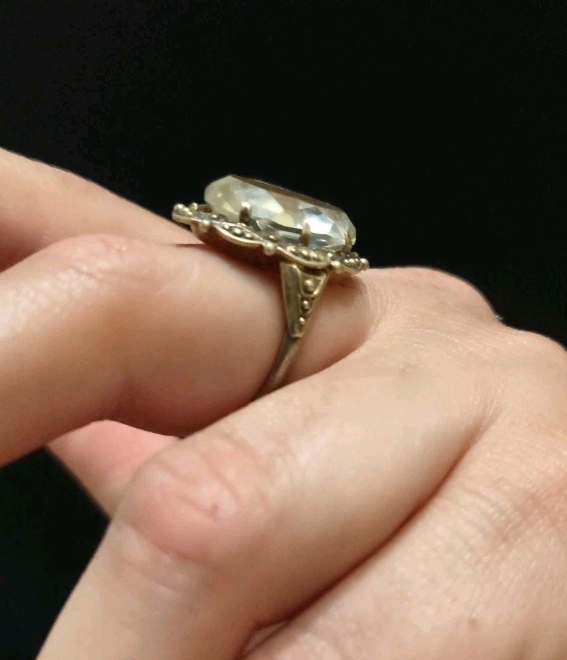 Vintage Gilt Silver Engagement Ring 875 soviet Women’s Jewelry