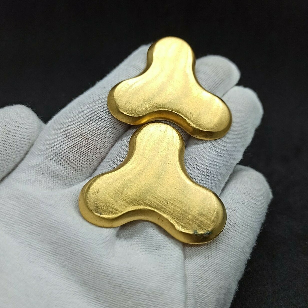 Authentic Vintage Signed REVERE Earrings Large Clover Gold Modernist Elegant