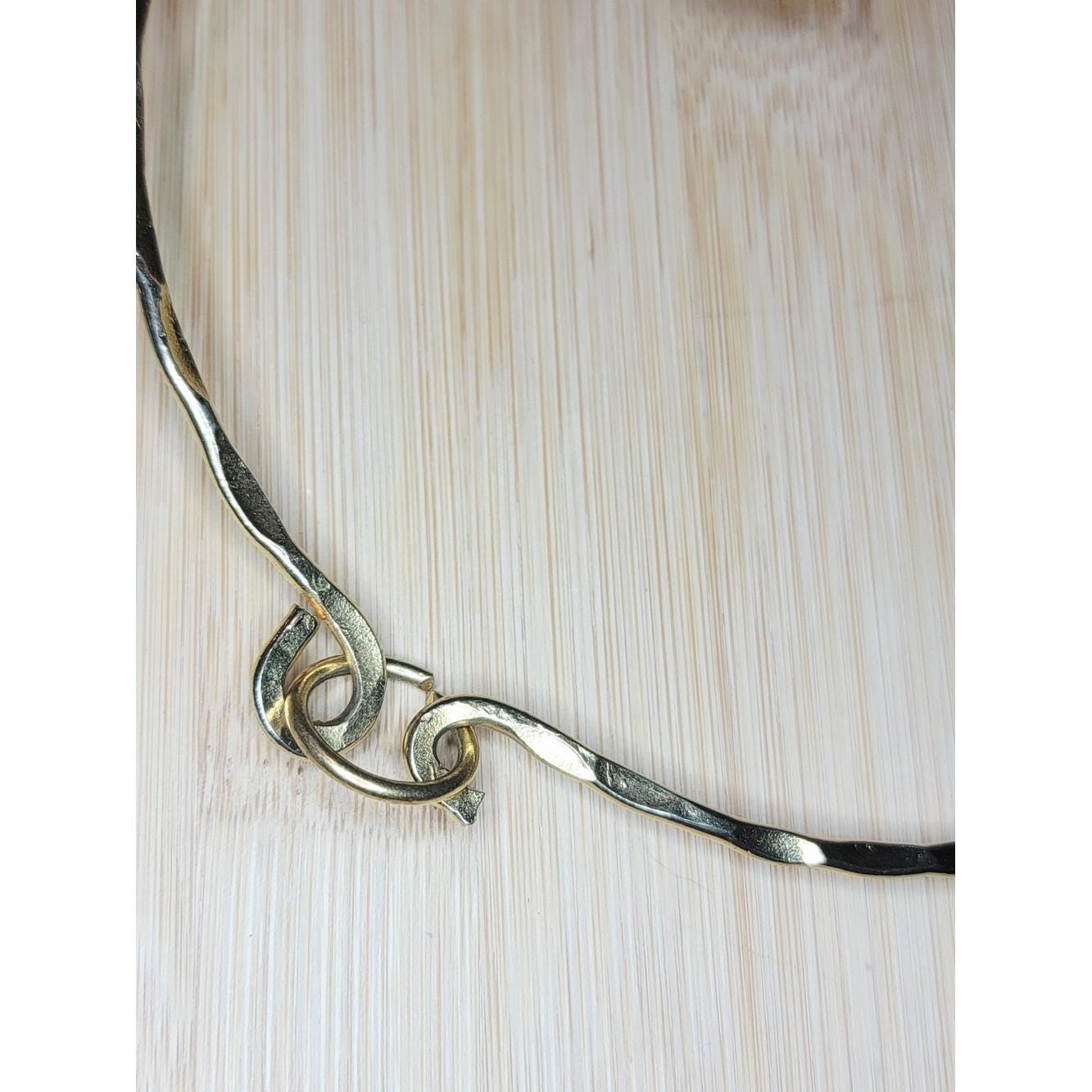 Vintage Sodalite Collar Necklace Gold Tone Statement Pendant Blue Stone Bib