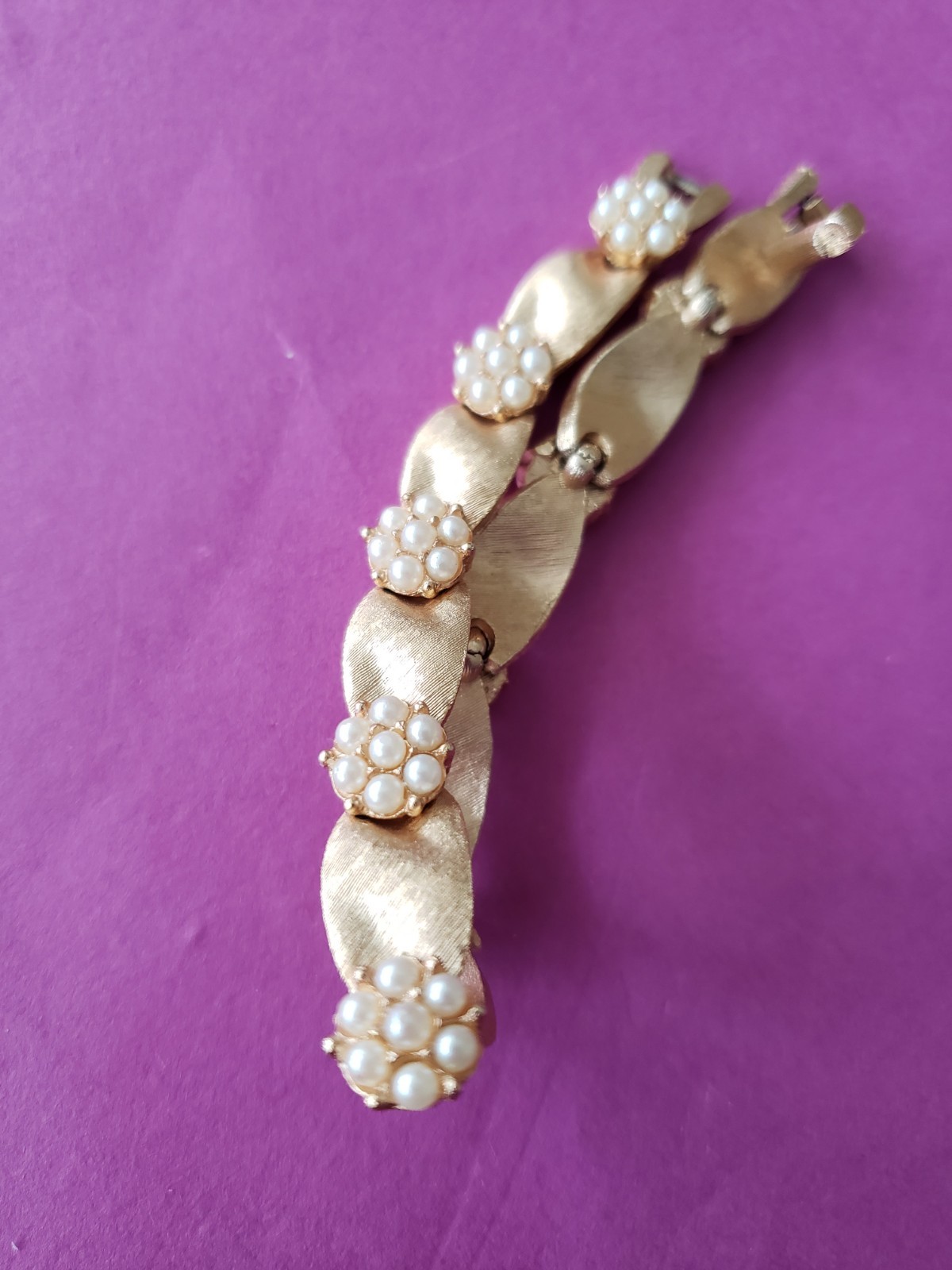 Vintage Crown Trifari Gold Plate Birthday Ribbon Bracelet
