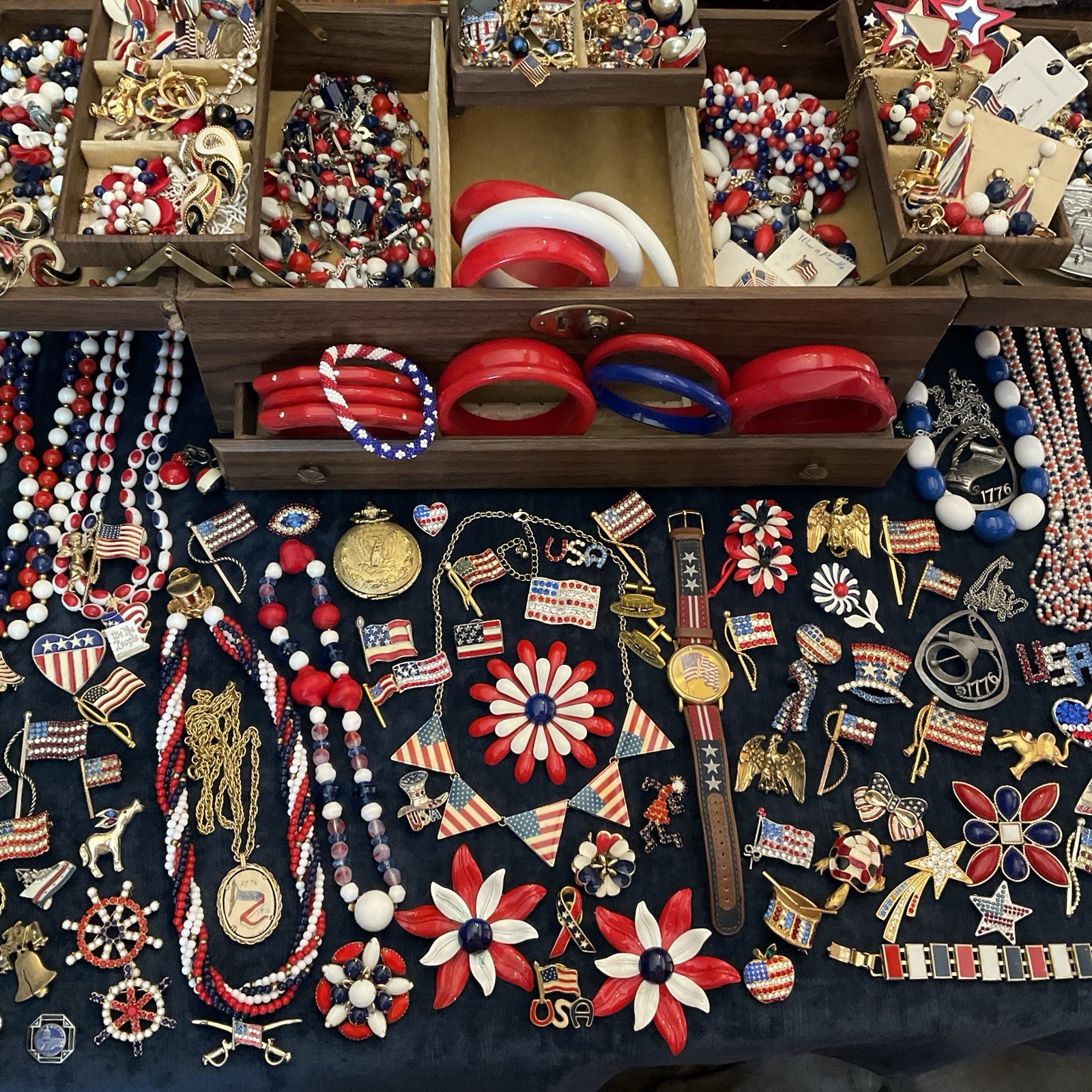 Vintage Lot Patriotic Forth Of July Red White Blue Jewelry Sarah C Monet Emmons