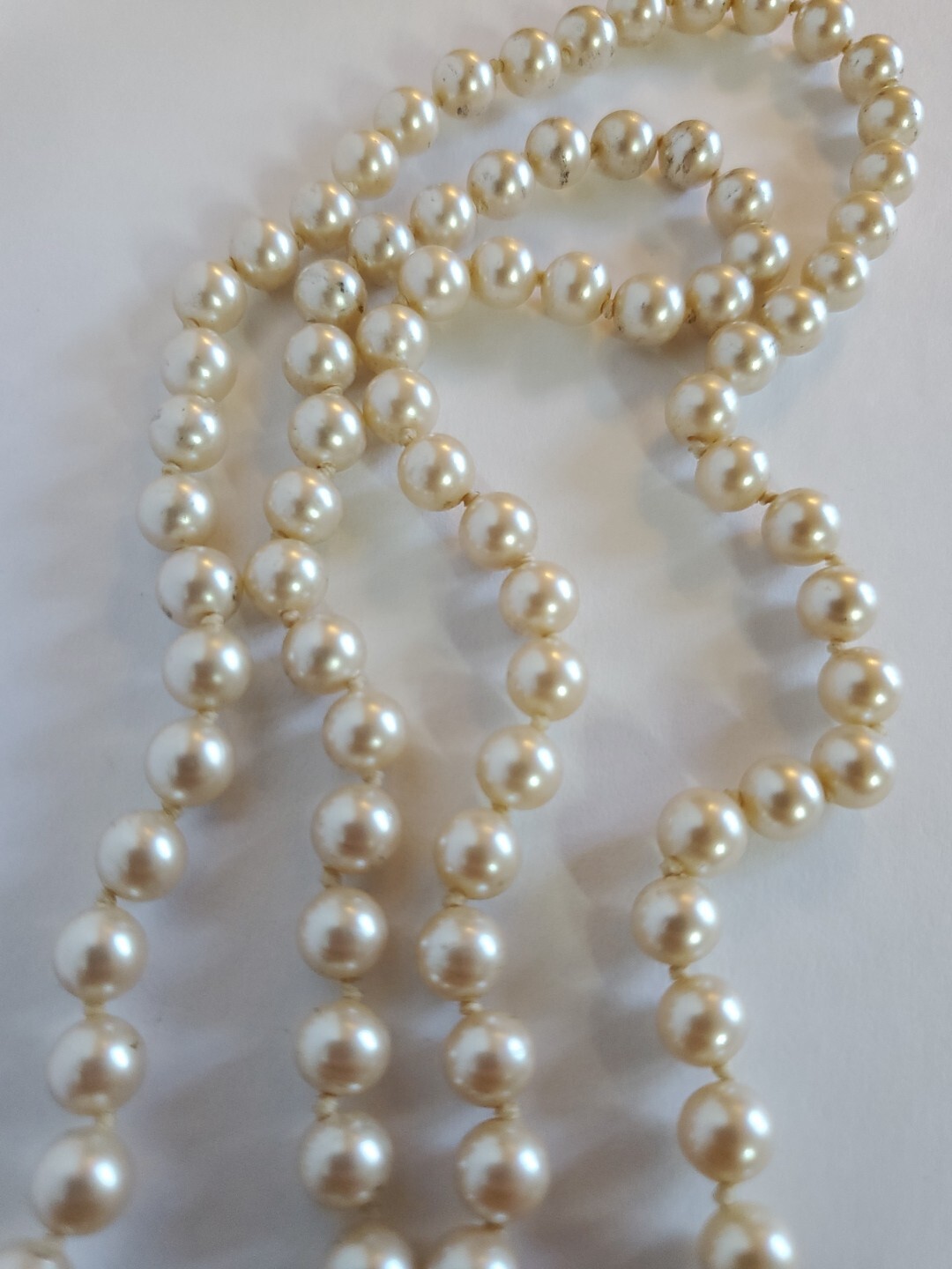 Faux Pearl Necklace with Gold Tone Fish Hook Clasp