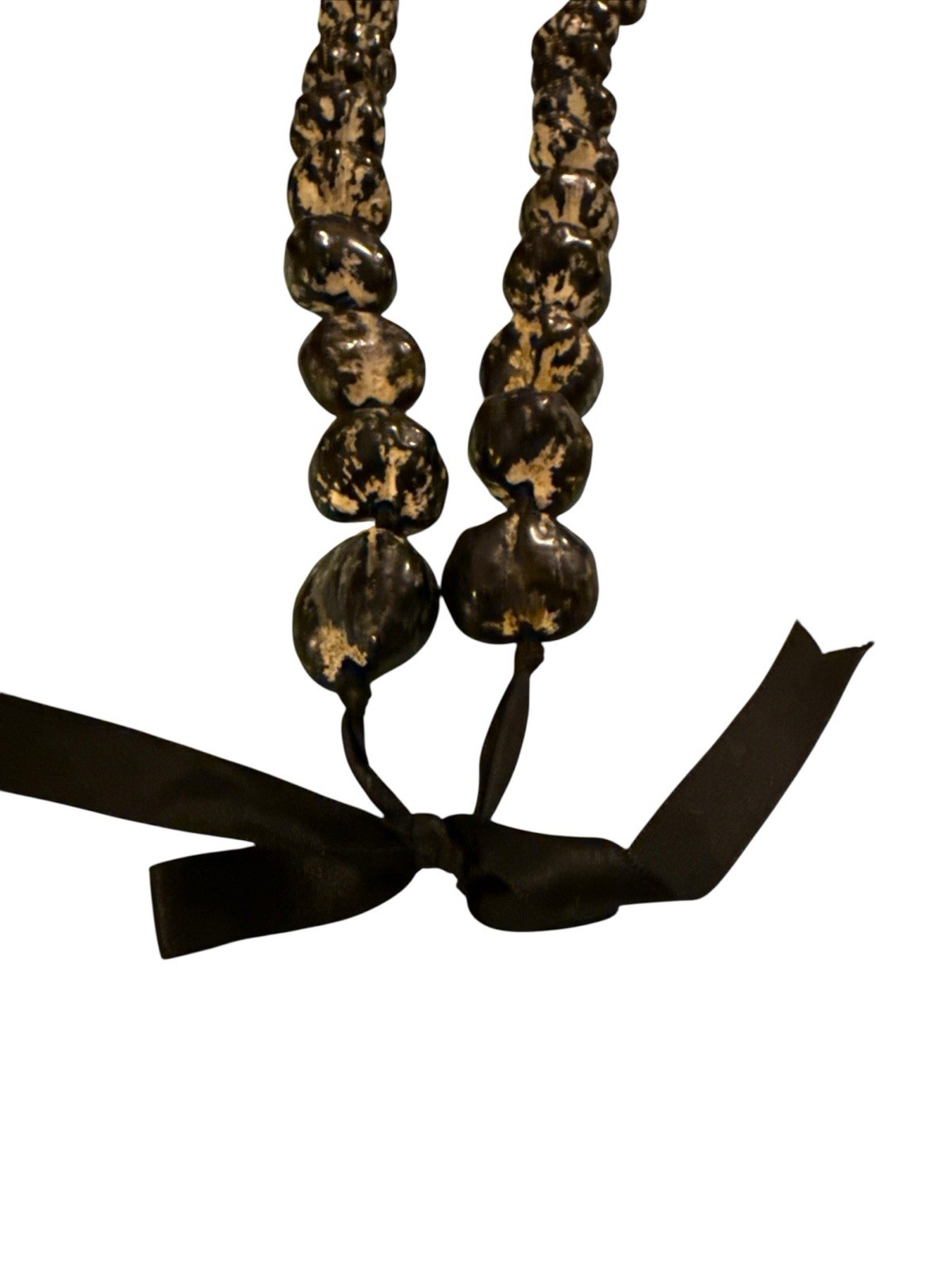 Vintage Organic Tagua Nut Bead Necklace Earthy Boho Statement Jewelry