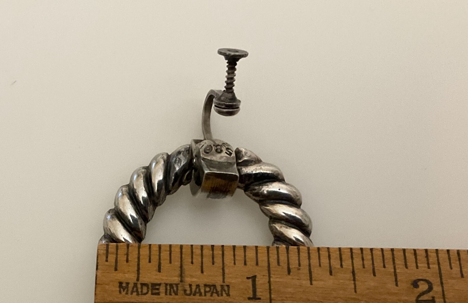 Los Castillo Mex Sterling Rope Twist Dangle Drop Screw Back Earring Classic #580