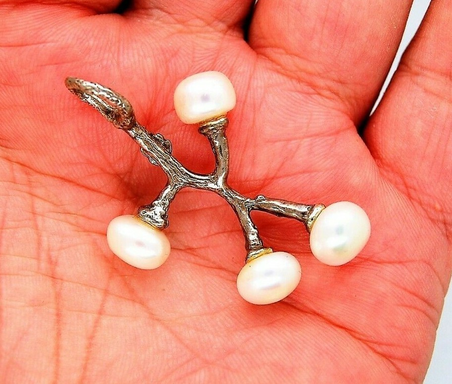 VINTAGE 925 STERLING SILVER JZ PEARL PENDANT