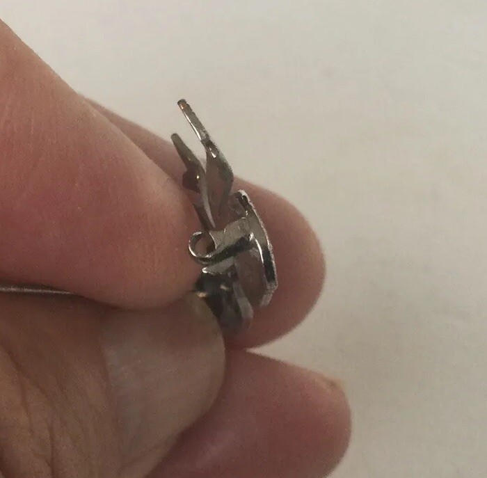 Silver Lace Pin Marked W/Star C Clasp Safety Lock Open Work Bow