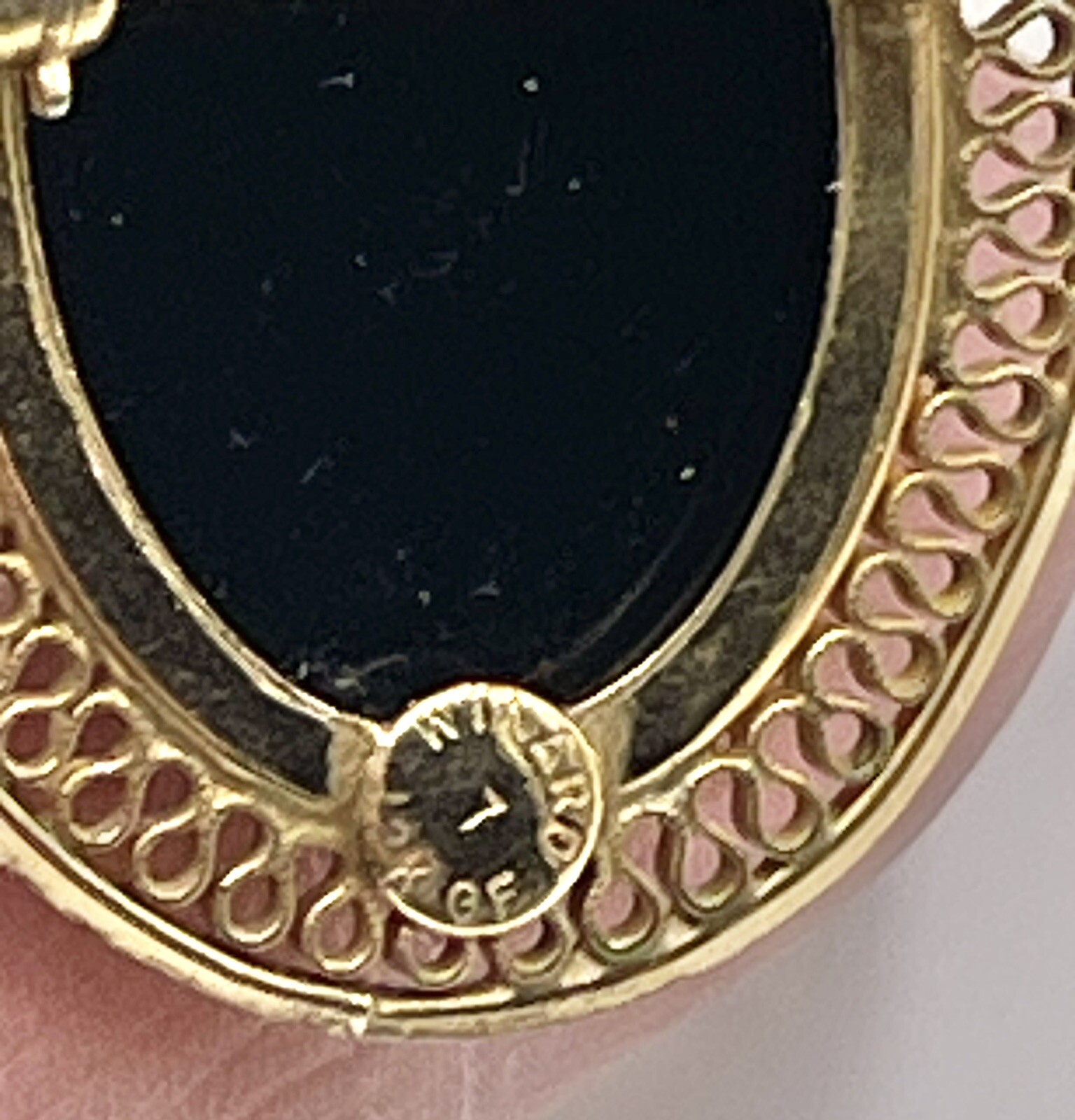 Vintage Necklace Winard 7 1/20 12k GF Convertible Brooch Black Onyx 14”