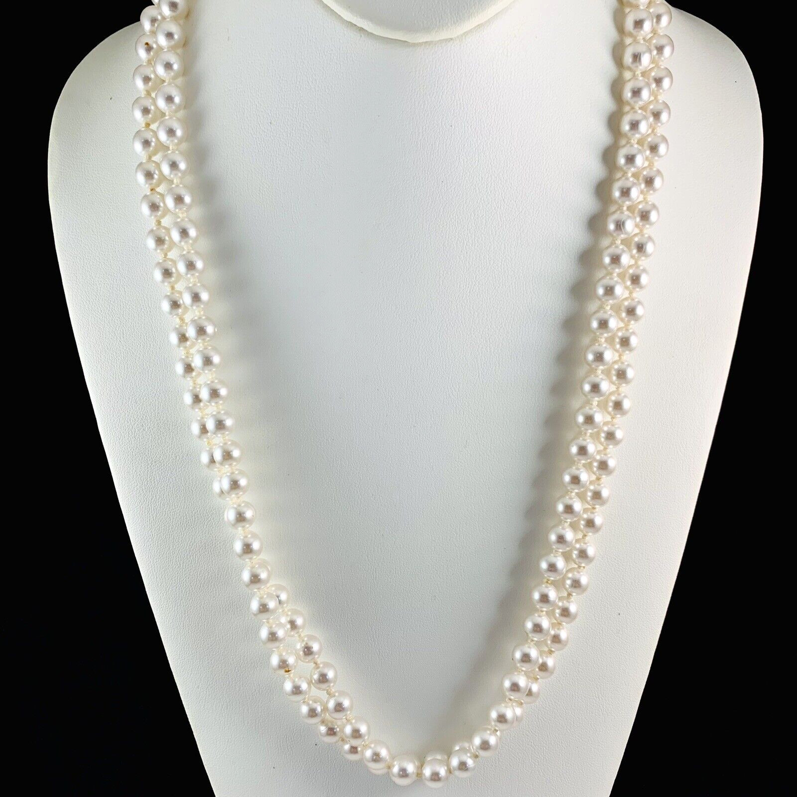 Vintage Elegant Classic Faux Pearl Very Light Grey Hue Long 53″ Necklace